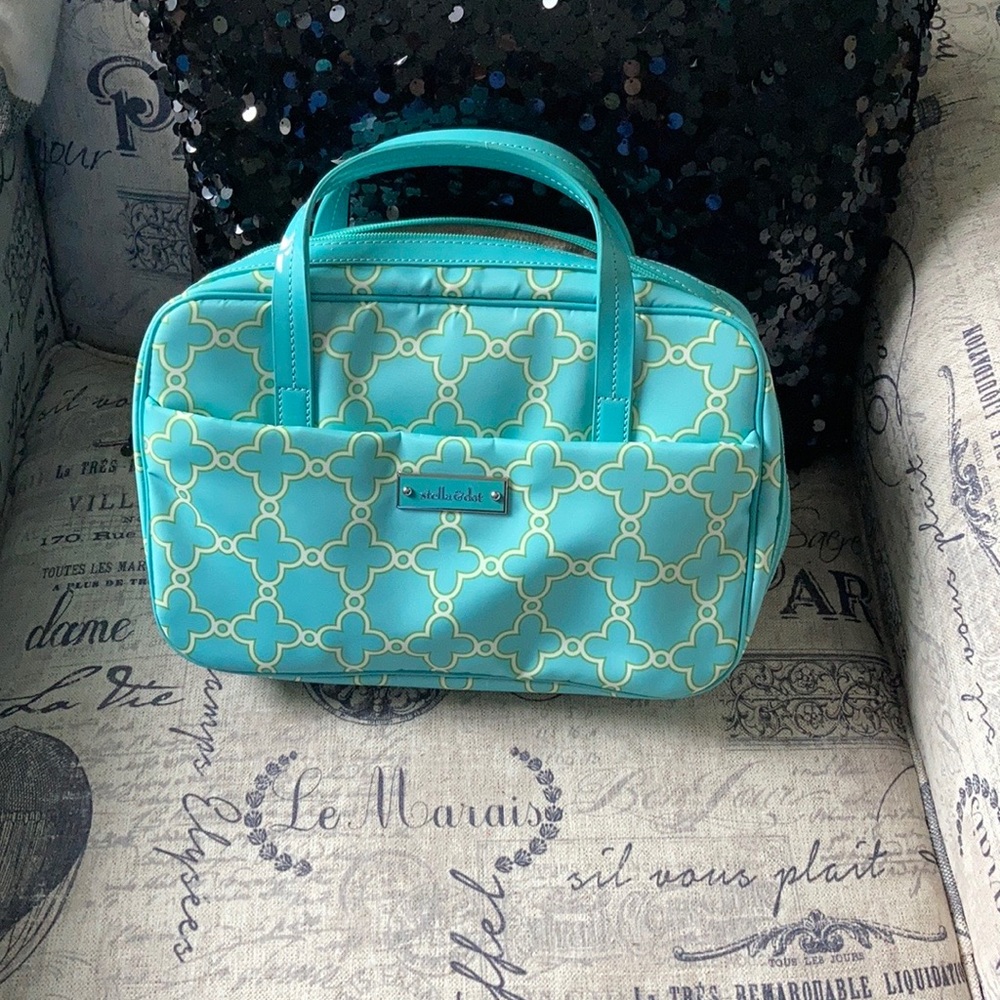 Stella & Dot Turquoise and Cream Patterned Tote